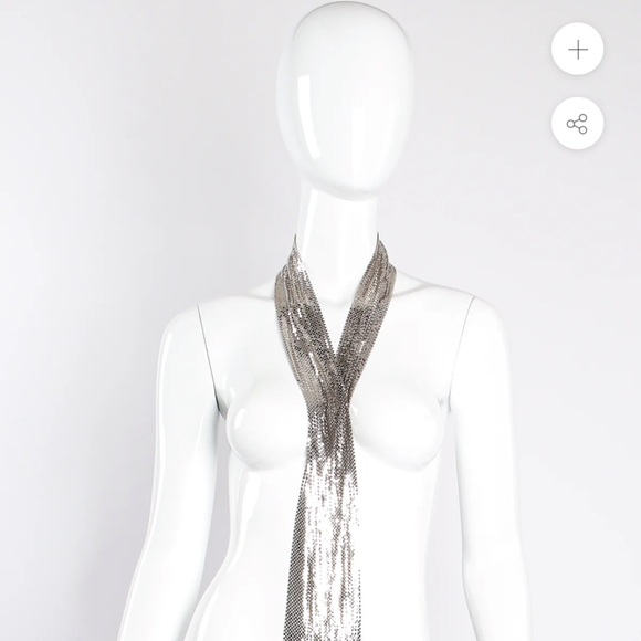 VINTAGE Whiting & Davis Shiny Silver metal mesh tie scarf. - Picture 2 of 9
